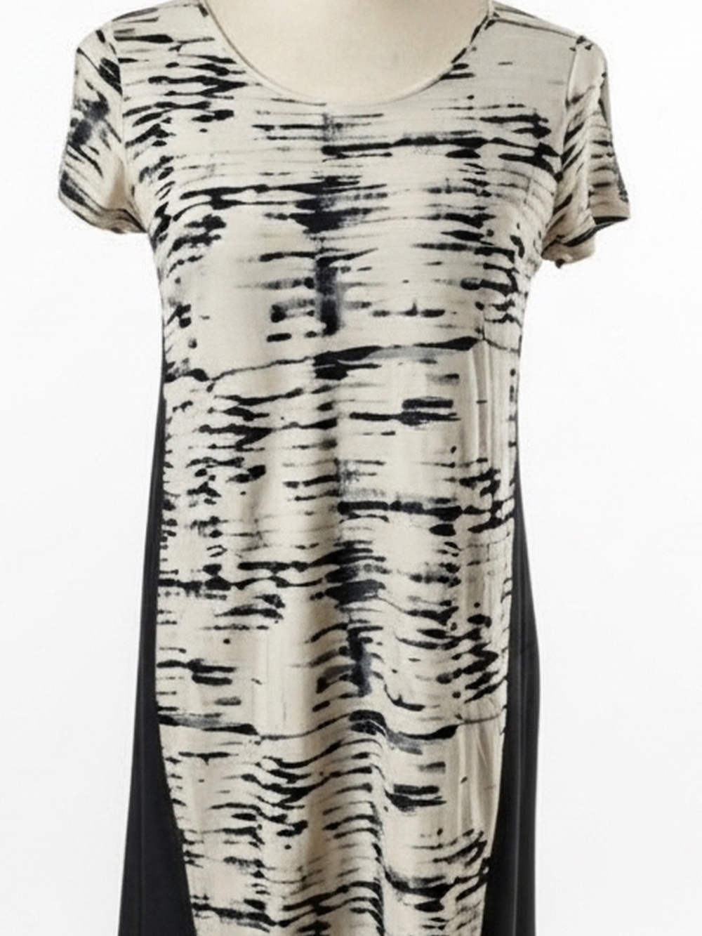 657. Kensie Black and Cream Printed Midi Dress Cream/black